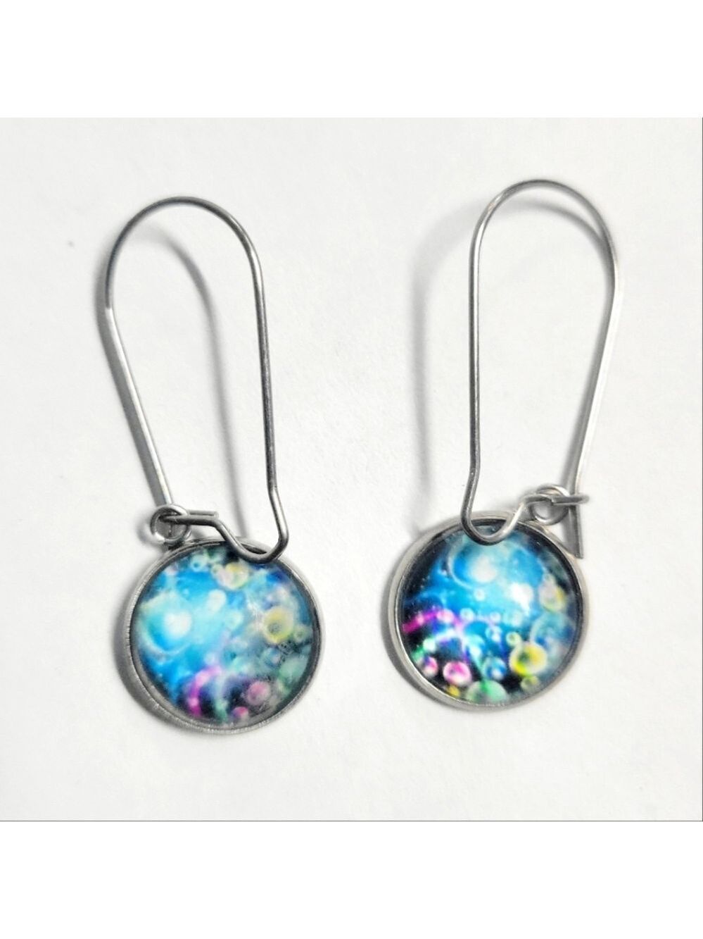 Hand Crafted Abstract Bubble Dangle Earrings Latch Back